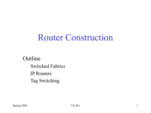 Router Construction Outline Switched Fabrics IP Routers
