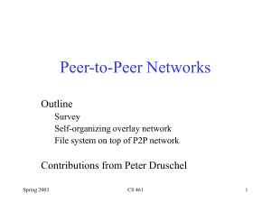 Peer-to-Peer Networks Outline Contributions from Peter Druschel Survey