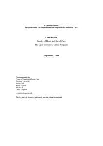   Kubiak, C (2008) A Quiet Revolution? Paraprofessional Development and Learning in Health and Social Care.