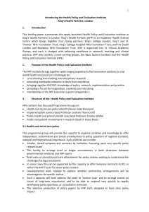 Briefing Paper on the Health Policy and Evaluation Institute