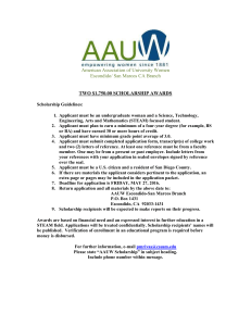 AAUW Escondido/San Marcos - two $1,750 Woman's STEAM* Scholarships.
