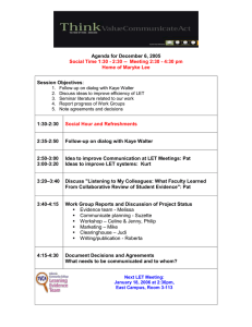 Agenda for December 6, 2005 Session Objectives