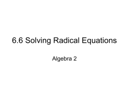 7 6 Solving Radical Equations