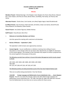 COLLEGE CURRICULUM COMMITTEE October 15, 2015 Members Present: