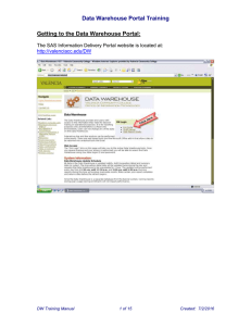 Data Warehouse Portal Training Manual