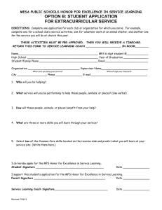 OPTION B: STUDENT APPLICATION FOR EXTRACURRICULAR SERVICE