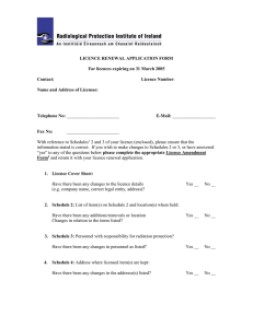 LICENCE RENEWAL APPLICATION FORM For licences expiring on 31 March 2005 Contact: