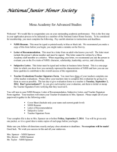 National Junior Honor Society  Mesa Academy for Advanced Studies