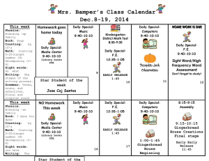 Mrs. Bamper’s Class Calendar  Dec.8-19, 2014 Homework goes