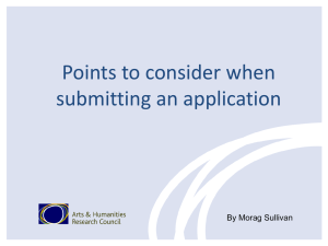 Points to consider when submitting an application By Morag Sullivan