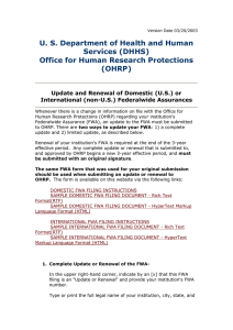 Update and Renewal of Domestic (U.S.) or International (non-U.S.) Federalwide Assurances