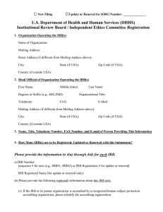 Institutional Review Board / Independent Ethics Committee Registration