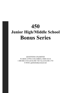 450 Junior High/Middle School Bonus Series