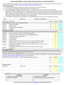 BA Comp Lit Single Honours Module Preference Form 2013-14