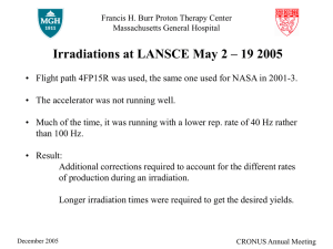 Irradiations at LANSCE May 2- 19 2005