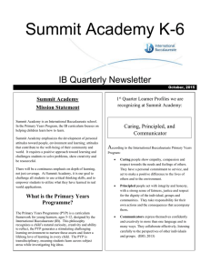 Summit Academy K-6  IB Quarterly Newsletter