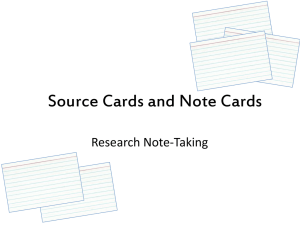 Source Cards and Note Cards Research Note-Taking