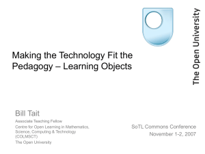Tait B, in a joint symposium presentation by Beechener,K, Tait,B. Fisher,W. “Making the Pedagogy Fit the Technology”, SoTL Commons Conference, University of Southern Georgia, Georgia, 29 Oct 2007.