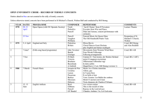 OPEN UNIVERSITY CHOIR – RECORD OF TERMLY CONCERTS