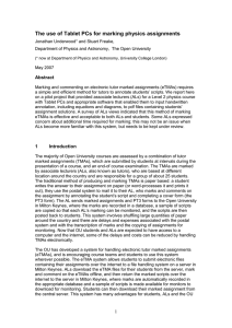 Report on use of Tablet PCs for marking physics assignments (2006)