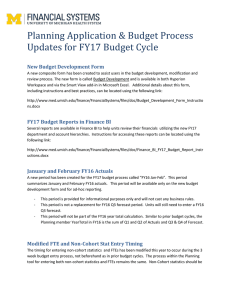 Planning Application and Budget Report Updates for FY17