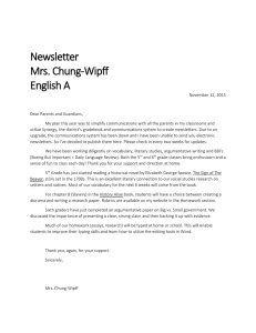 Newsletter Mrs. Chung-Wipff English A