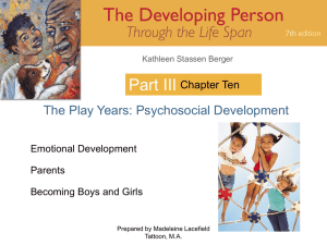 Part III The Play Years: Psychosocial Development Chapter Ten Emotional Development