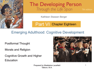 Part VI Emerging Adulthood: Cognitive Development Chapter Eighteen Postformal Thought