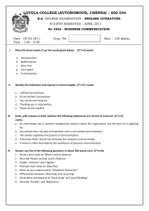 LOYOLA COLLEGE (AUTONOMOUS), CHENNAI – 600 034 B.A.