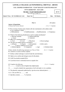 LOYOLA COLLEGE (AUTONOMOUS), CHENNAI – 600 034