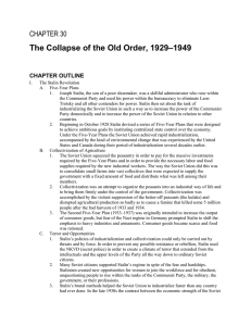 –1949 The Collapse of the Old Order, 1929 CHAPTER 30 CHAPTER OUTLINE