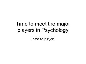 Time to meet the major players in Psychology Intro to psych