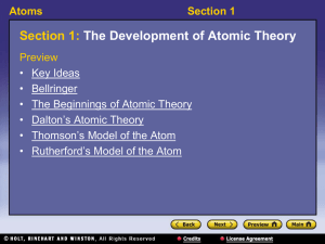 Section 1: The Development of Atomic Theory