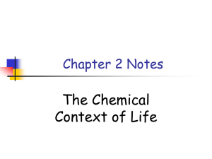 The Chemical Context of Life Chapter 2 Notes