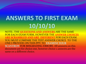 NOTE:, THE ARE THE SAME FOR EACH EXAM FORM, HOWEVER THE