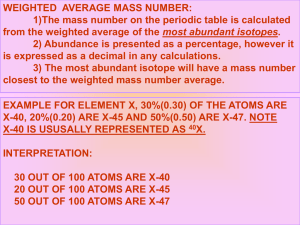 WEIGHTED  AVERAGE MASS NUMBER: most abundant isotopes