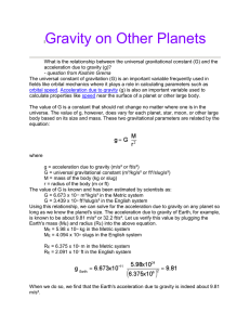 Gravity on Other Planets