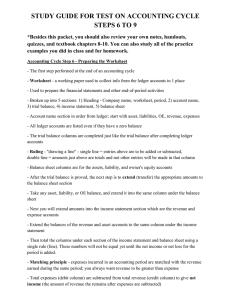 STUDY GUIDE FOR TEST ON ACCOUNTING CYCLE STEPS 6 TO 9