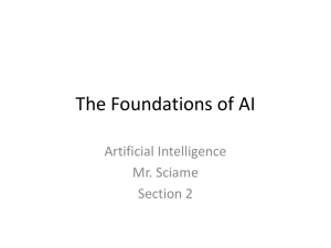 The Foundations of AI Artificial Intelligence Mr. Sciame Section 2