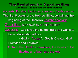 The Pentateuch = 5 part writing Compiled: