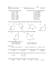 Name _____________________________________  Date ____________ Algebra II: Review Sheet