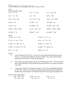 Name  Do all Problems on LL and staple to this sheet. ... Part I: