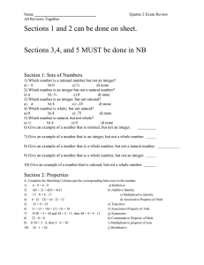 Sections 1 and 2 can be done on sheet.