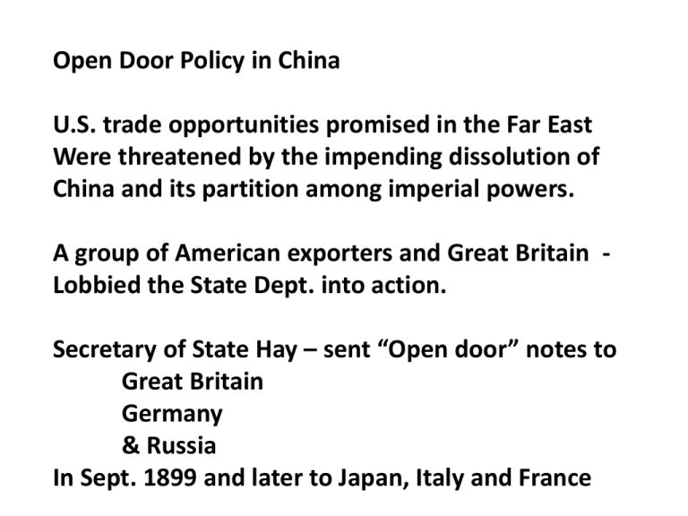 Open Door Policy China Date