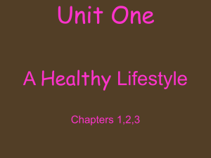 Unit One Healthy Lifestyle A Chapters 1,2,3