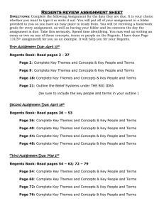 Regents review assignment sheet