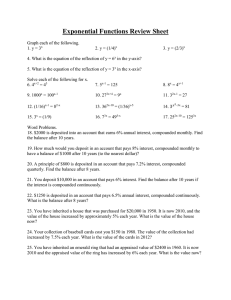 Exponential Functions Review Sheet