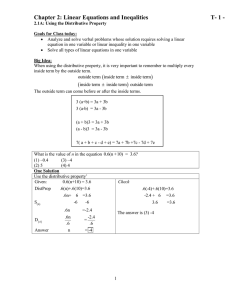 Chapter 2: Linear Equations and Ineqalities  T- 1 -