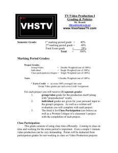TV/Video Production I Grading &amp; Policies www.VoorheesTV.com