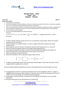 Sample Paper – 2010 Class – XII